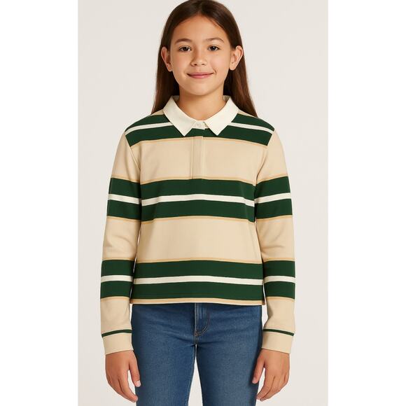 Volcom Girls Volarco 100% Cotton Stripe Polo Top Size 8/10 Medium NWT - Picture 1 of 12